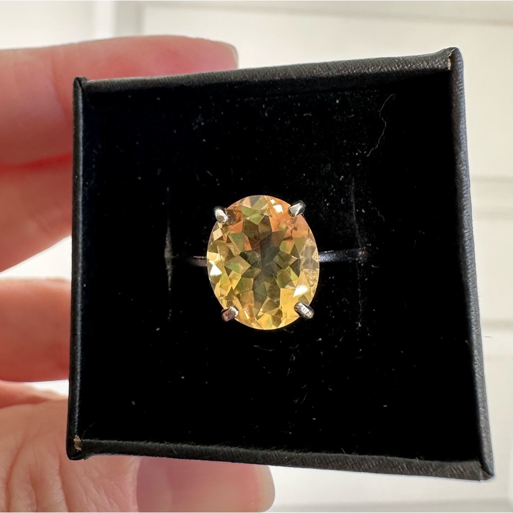 Genuine Citrine Solitaire Ring in Sterling Silver 4.80ct Citrine - ring size 10 - Picture 4 of 10